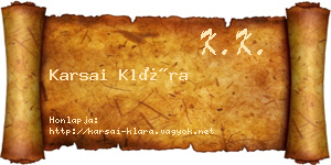 Karsai Klára névjegykártya
